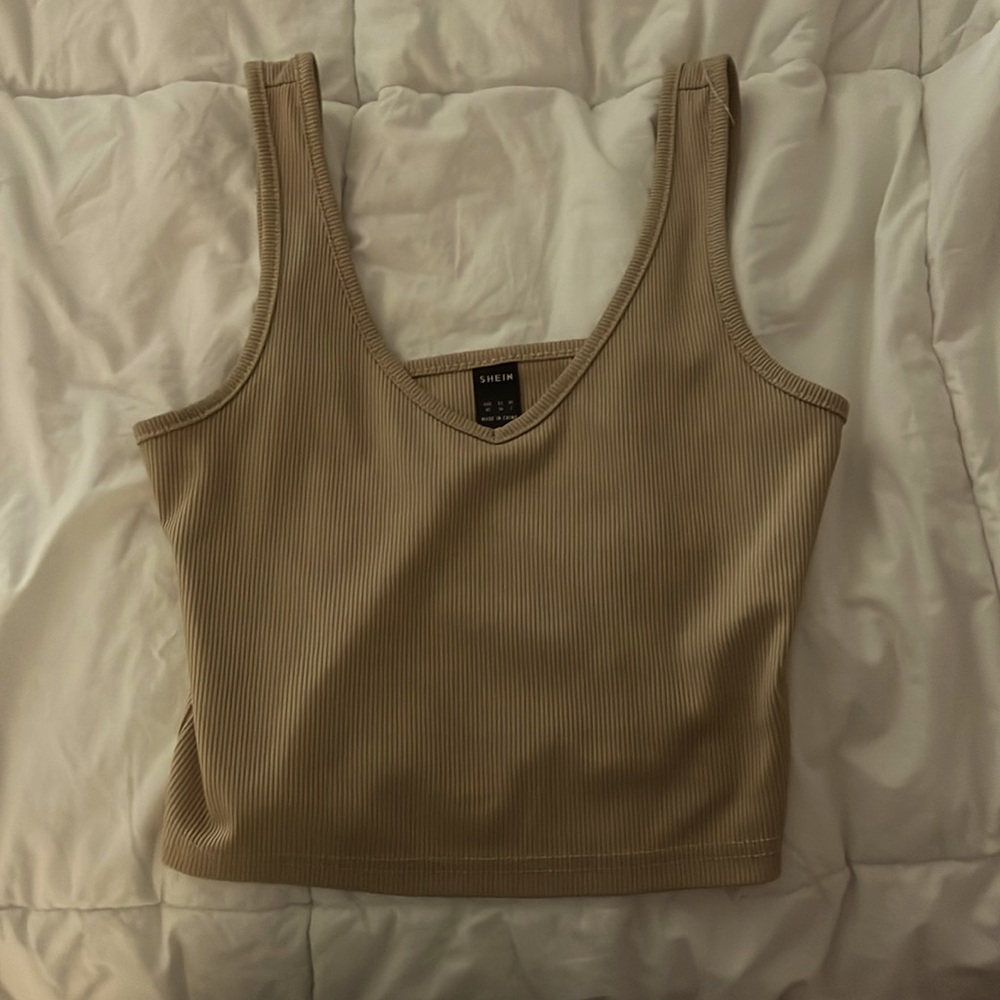 brown/cream colored v neck tank top from shein!